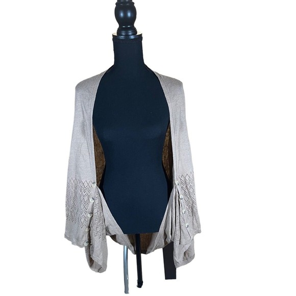 Soft Surroundings Linen Blend Beige Open Front Cardigan Sweaters Size Large - Picture 1 of 8
